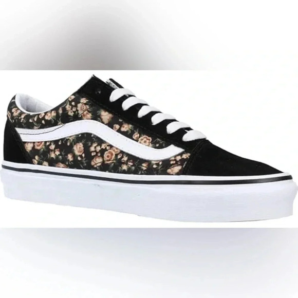 VANS Toddler Old Skool Like New Lace Black Floral Shoe Sneaker size 11.5 - Picture 1 of 8